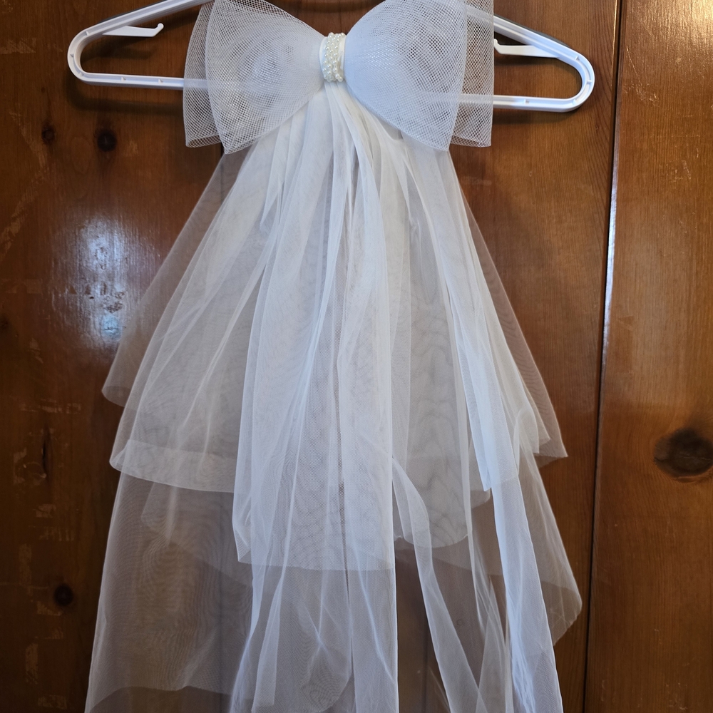 Elegant White Tulle Bow Mini Veil